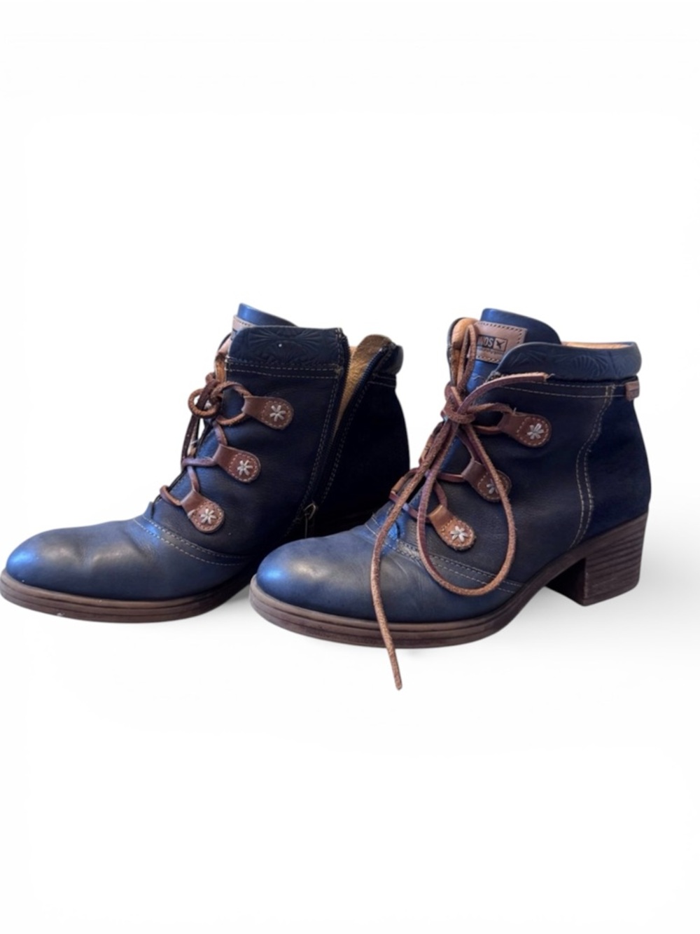 PIKOLINOS Navy and Brown Lace Up Boots | Size 40EU / Size 9 Women’s